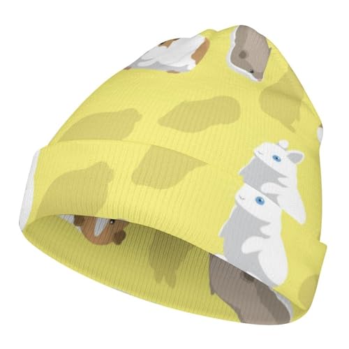 Funny Cute Animal Guinea Pig Kids Beanie Hat for for Girls Boys Children Cap Winter Knitted Chemo Cancer Headwear Accessories Gifts Decoration Black