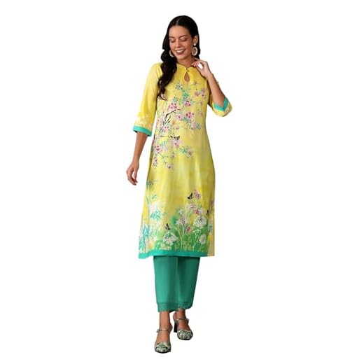 Aurelia Yellow Floral Printed Printed Regular Kurta for Women
