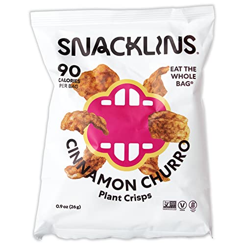Snacklins Plant Based Crisps, Low Calorie Snacks, Vegan, Gluten-Free, Grain-Free, Healthy, Crunchy, Puffed Snack - Churro, 0.9Oz (Pack Of 12) #TOP3