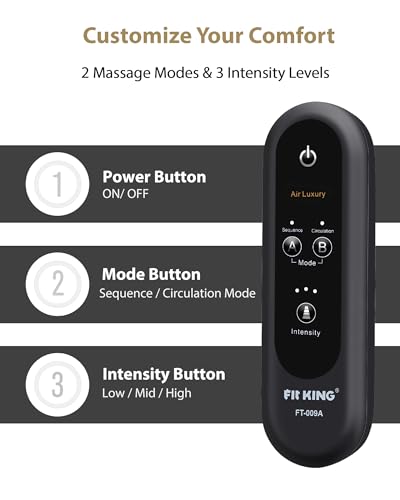 Image of FIT KING Leg Massager for Circulation and Pain Relief, Air Compression Leg and Foot Massager to Relieve Pain Swelling Edema with 2 Size Extensions- Great Gift for Wife Mom and Dad