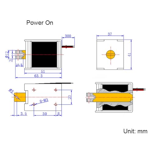 Solenoid 12v Dc JSO-1250 actionneur linéaire open frame push pull - 7