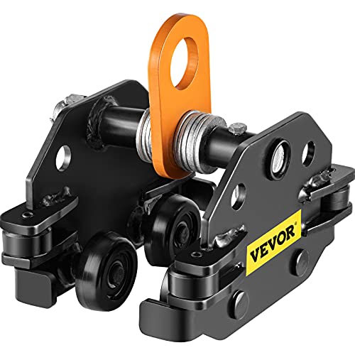 VEVOR - Carrito de viga de Empuje de 1000 Libras/0.5 toneladas de Capacidad con Rodillos guía Lateral de 1.6 a 3.3 Pulgadas de Ancho Ajustable, Negro