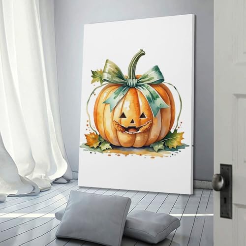 Poster citrouille d'Halloween aquarelle pour décorer une chambre esthétique