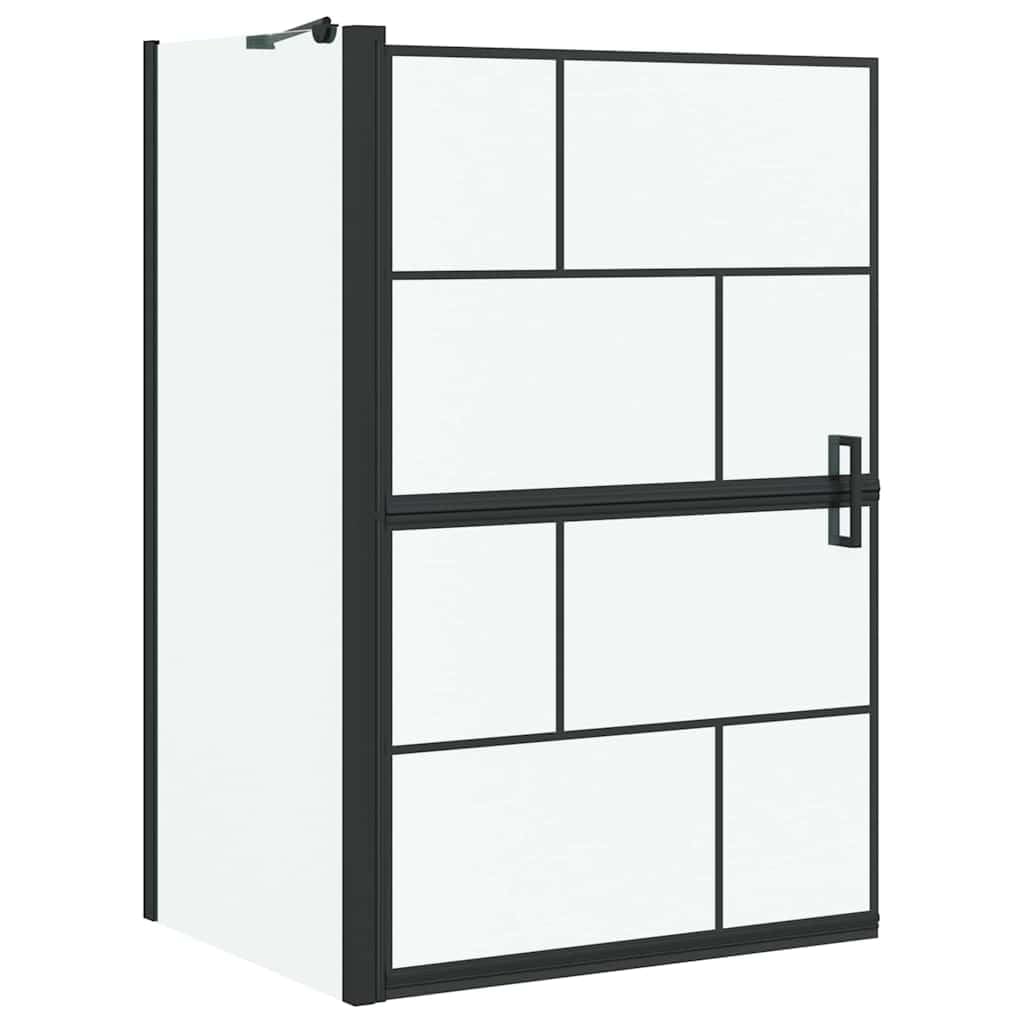 Box doccia pieghevole in vetro temperato con telaio in alluminio, nero e trasparente, 116 x 68 x 128 cm, idrorepellente, regolabile manualmente