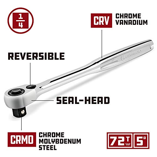 Powerbuilt Quick Release Ratchet With Contour Handle, 1/4 Inch Drive , 72 Tooth, Sealed Head, Pro Tech Tool Series - 649968 #TOP2