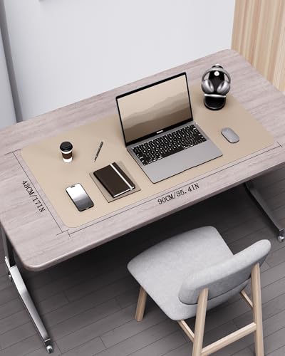 Image of YSAGi Double-Sided Desk Pad, 31.5 inchx15.7 inch Leather Desk Mat, Eco Cork Desk Pad Protector,Large Mouse Pad,Waterproof Desk Blotter for Office /Home (Beige /Cork)
