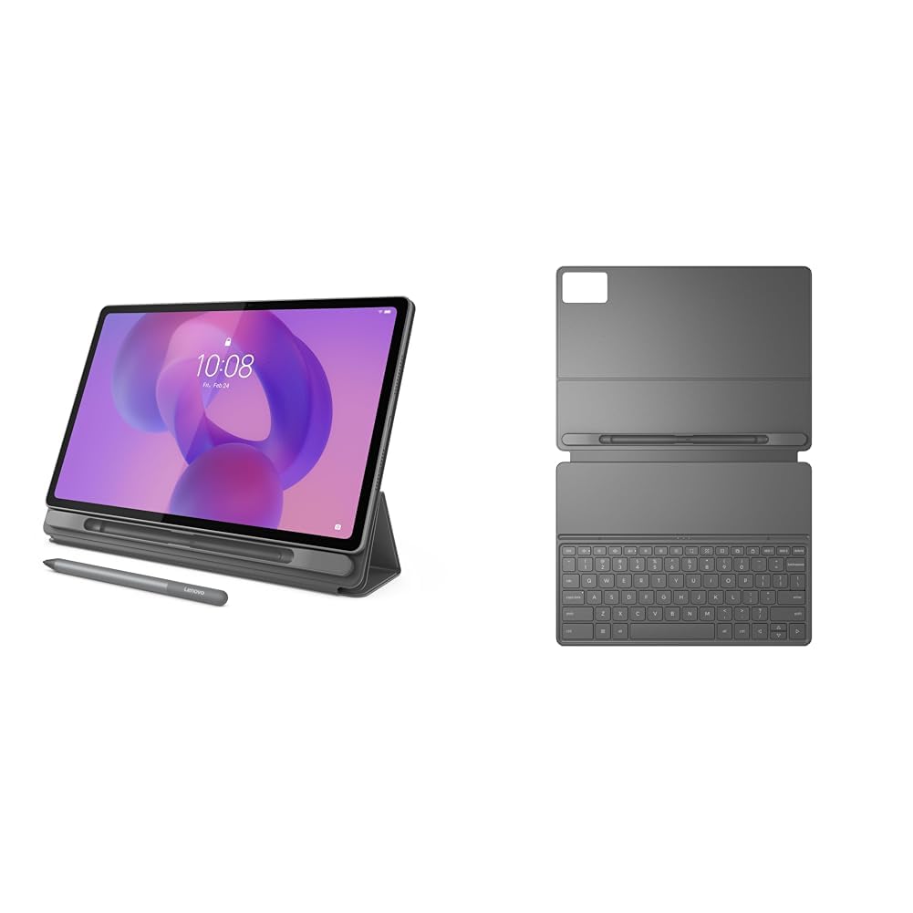 Bundle of Lenovo Idea Tab Plus with Pen &amp; Folio Case + Lenovo Folio Keyboard for Idea Tab Plus, Luna Grey