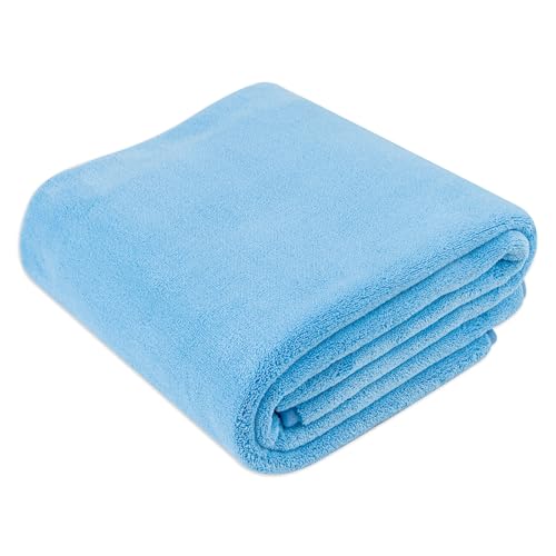 Image of Amazon Basics Super Absorbent Microfiber Car Drying Towel, Scratch-Free, Streak-Free, Lint-Free, 36 inchL x 25 inchW, Blue