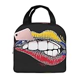 Lunchtasche Amerikanisch-Venezolanische Flagge Venezuelas, Lippenbeißen Kühltasche Mit Fronttasche Damen Thermal Lunch Tasche, Für Picknick, Camping, Kinder, Studenten