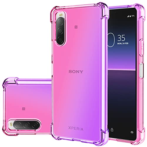 Gufuwo Funda para Xperia 10 IV 5G Case, para Sony 10 IV XQ-CC54 XQ-CC72 Case Ultrafina Degradé Antiarraños con TPU Flexible y Protección Antigolpes Funda Protectora para Sony Xperia 10 IV Rosa/Morado