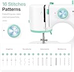 USOR 16-Stitch Sewing Machine for Beginners with Foot Pedal and 2 Speeds | 16 Stitch Patterns, Foot Pedal And Button Control, 2 Speeds, 32-Piece Thread Kit, Detailed Manual, Portable For Home Crafts
