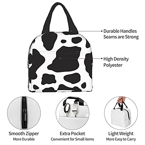 Carati Black Cow Animal Lunch Box Travel Bag Picnic Bags Insulated Durable Shopping Bag Reusable Waterproof Bags For Man Woman #TOP6