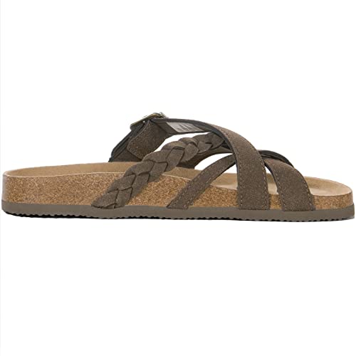 Zonsmo Womens Comfort Flat Slide Sandals Soft Footbed Arch Support Summer Casual Slip On Non-Slip Sandals For Beach Brown Size 7 #TOP2