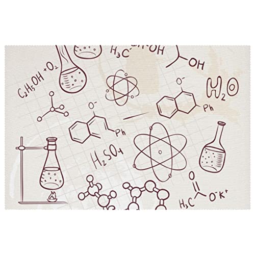 Lot de 6 sets de table chimie dessinés main haute résistance - 2