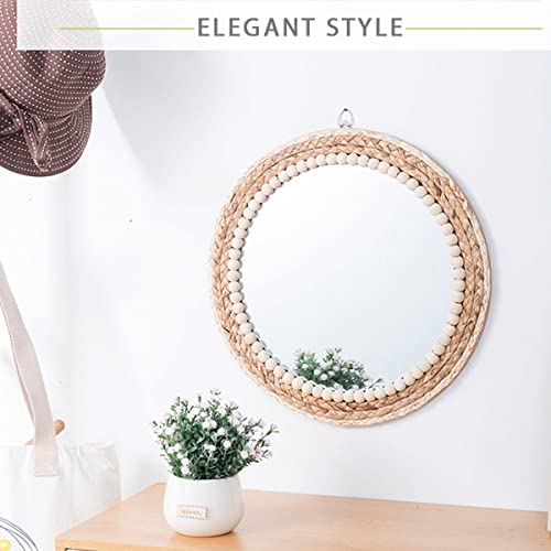 Yunshid 13.8Inch Boho Rattan Wall Mirror, Boho Round Hanging Wall Mirror Decorative Rattan Circle Wall Mounted Mirror For Farmhouse, Living Room, Bedroom, Bathroom #TOP2
