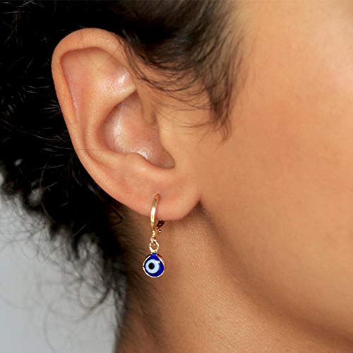 Bule Evil Eye Earrings Huggie Hoop, Bule Evil Eye Drop Earrings Huggie Hoop Earrings For Women Girls Hoops Cuff Cartilage Hypoallergenic Bule Evil Eye Huggie Hoop Earrings #TOP2