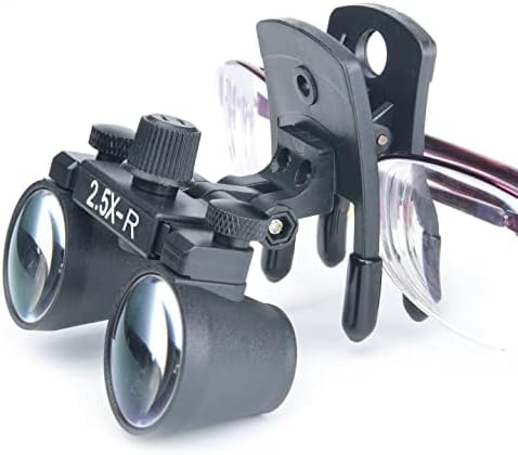 Global-Dental Binocular Surgical Loupes Glasses Magnifier Plastic Clip for All Glasses with Storage Case 420mm (2.5X)
