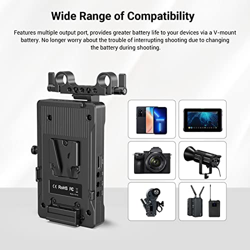 Smallrig V Mount Battery Adapter Plate, Power Supply Splitter With 15 Mm Rod Clamp And Adjustable Arm, For Sony For Canon Dslr Cameras/Camcorders - 3204 #TOP5
