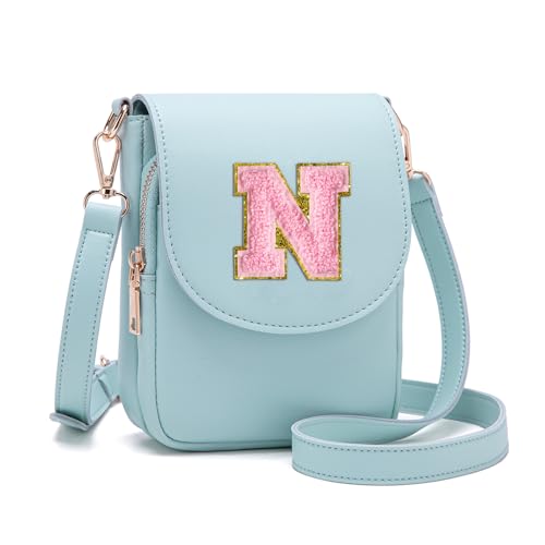 Image of Viverte Crossbody Purse for Teen Girls Small Initial Cell Phone Toddler Purse Leather Triple Compartment Crossbody Bags