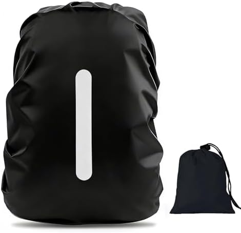 Funda impermeable para mochila con bolsa de almacenamiento, bolsa de escuela, reflectante, con rayas reflectantes, para senderismo, camping, viajes, ciclismo, 15-100 l