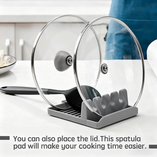 Image of Multifunctional Spatula Rack, Spoon & Pot Cover Holder, Kitchen Storage Organizer for Utensils - GREY