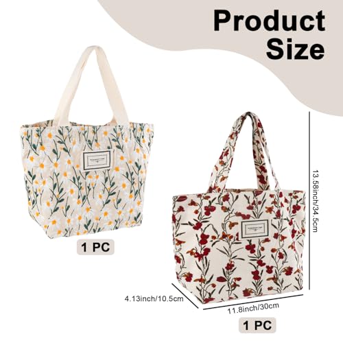 2 Bolsos Tote Pequeños para Mujer Mini Bolso de Lona Bordado miniatura 4