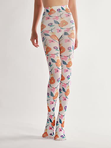 Image of Sahabowi Women Tights, Sheer High Waist Pantyhose, Vintage Control Top Stockings, Siwa opaque print1
