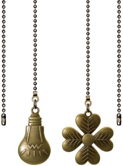 Ceiling Fan Pull Chain Set, 2 Pcs Bulb and four-leaf Pattern Pull Chain Extension Fan Pull Chain Pendant 12 Inch Ceiling Fan Chain Extender， with Ball Fan Chains Connector (Bronze)