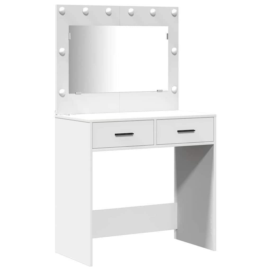 Tocador de tocador cosmético con espejo de maquillaje, iluminación de cajón y almacenamiento, espacio de almacenamiento LED para dormitorio, vestidor, habitación de niña, madera moderna