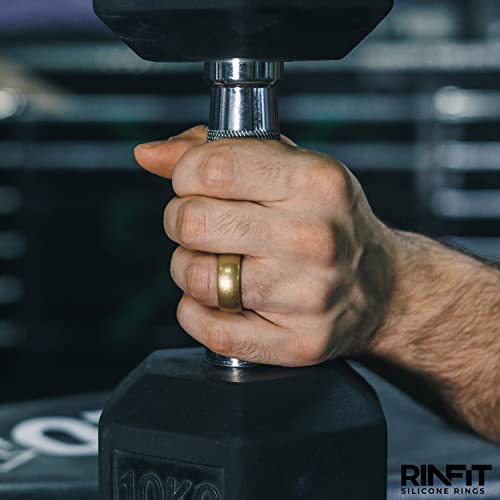 Rinfit Silicone Rings For Men - Mens Silicone Wedding Bands - Step Edge, Flexible Rubber Wedding Rings For Men - Rubber Rings Men For Sports & Workout - Setb, Size 10 #TOP2