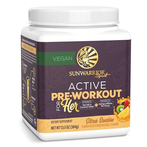 Sunwarrior Pre-Workout for Women Clean Energy Hydration & Endurance Caffeine Beta-Alanine & L-Citrulline Preworkout Powder for Pump Improve Focus Energy & Strength 30 Serving Citrus Sunris...
