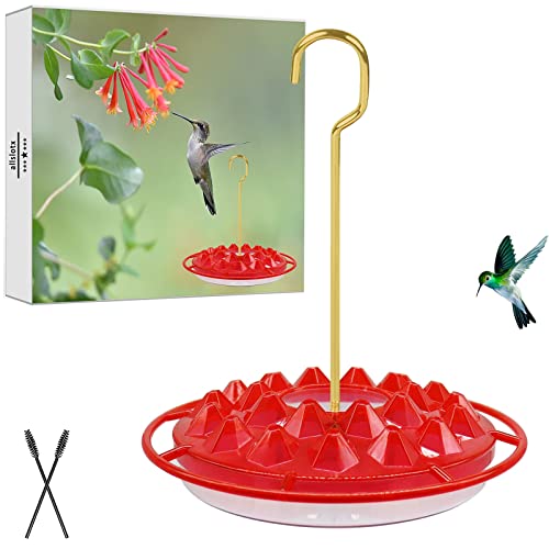 Hummingbird Feeders for Outdoors Hanging - 25 Feeding Ports 10 oz Plastic Hummingbird Feeder, Bee-Proof Leak-Proof No Drip, Easy to Clean with Cleaning Brushes