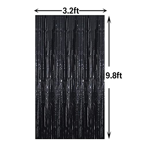 Goer 6.4 Ft X 9.8 Ft Metallic Tinsel Foil Fringe Curtains,Pack Of 2 Party Streamer Backdrop For Birthday,Graduation Decorations And New Year Eve (Black) #TOP5
