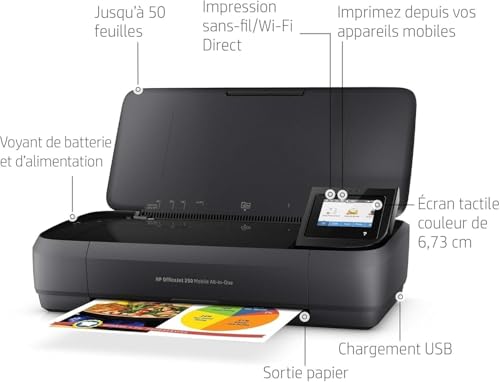 HP OfficeJet 250 Imprimante Tout en Un Portable Fonction Impression Copie Numérisation jusqu'à 600 dpi Wi Fi et USB - vue 8