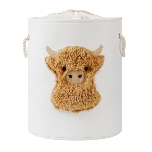 Image of Kids Laundry Basket Baby Hamper for Nursery, 58L Large Dirty Clothes Hampers with Drawstring Closure, Highland Cow Baby Stuff Storage Basket, Stuffed Animal Storage Basket Canvas Toy Laundry Hamper
