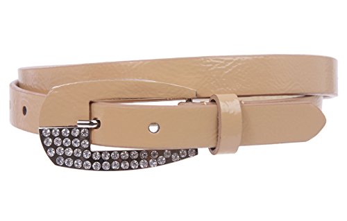 Woman's Rhinestone Patent Leather Skinny Belt
