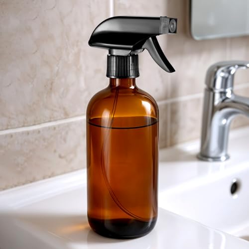 6 Pack Amber Glass Spray Bottles, Refillable 16 oz Empty Bottle with Durable Adjustable Nozzles for Cleaning Solution, Spray Bottles for Hair, Plants, Cleaner, Essential Oil4