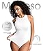 Mobeso Women's Crew Neck Sleeveless Bodysuit Seamless Double-Lined Stretchy Tank Top Bodysuits for Women Home Work Date Wear (White-S)