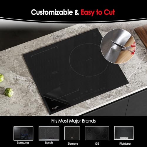 Image of Large Translucent Induction Cooktop Protector Mat, Silicone Fiberglass Magnetic Stove Scratch Protector, Non-Slip Pads Prevents Pot Sliding & Scratches for Safe Cooking