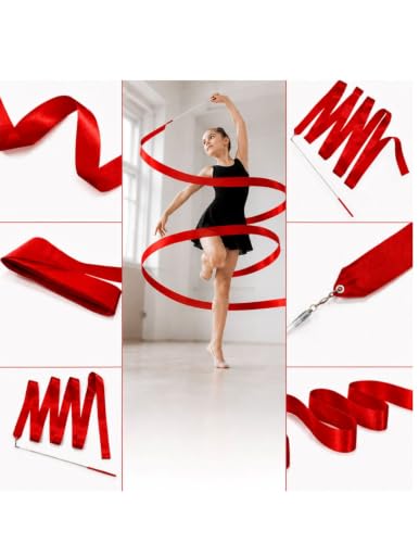 Image of BookMyCostume Gymnastic & Rhythmic Dance Ribbon Wand Collection - 2-Meter Ribbon Sticks - Ideal for School Sports Day & Gymnastic Training - Fancy Dress Costume Accessories for Kids, Teens & Adults