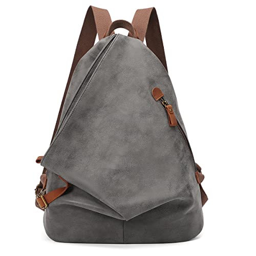KL928 PU Leather Vintage Backpack – Large Casual Daypack Outdoor Travel Rucksack Hiking Backpacks 6882-pu-d.grey