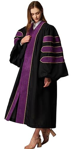 Image of MyGradDay Unisex Deluxe Graduation Doctorate Robe with Gold Piping Available for Customization