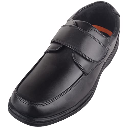 Zapatos escolares para niño de piel sintética, calzado formal y fácil de poner