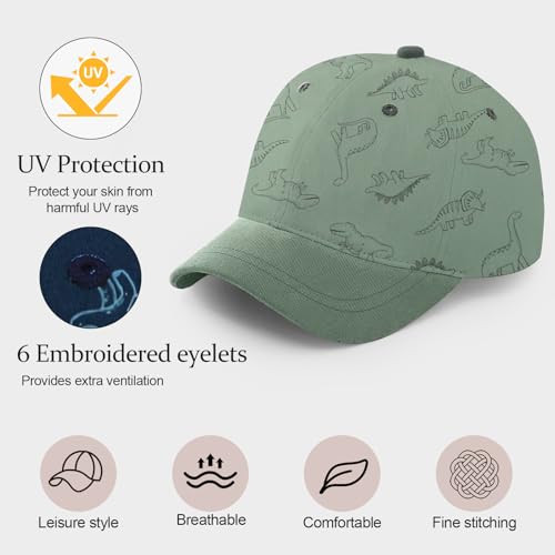 Toddler Baseball Hat Baby Boy Baseball Cap Cute Dinosaur Kids Caps Adjustable Cotton Washed Baby Sun Hats for Boys Girls2