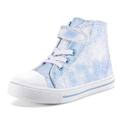 Image of K KomForme Toddler High Top Sneakers Canvas Shoes with Hook and Loops | Lightweight, Breathable