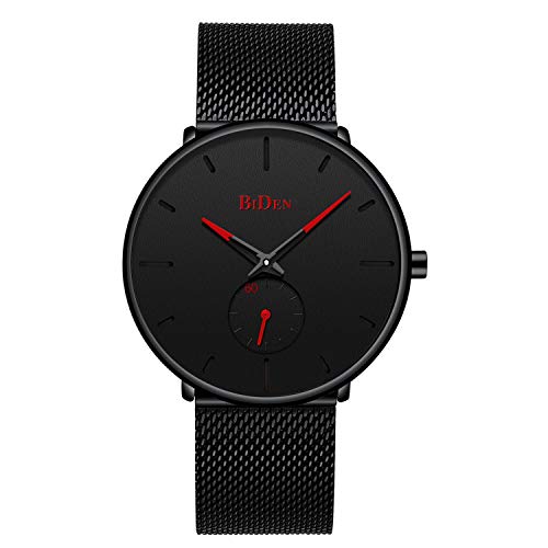 Mens Watches Fashion Simple Minimalist Waterproof Quartz Analog Watch Designer Luxury Business Classic Wrist Watch - Red