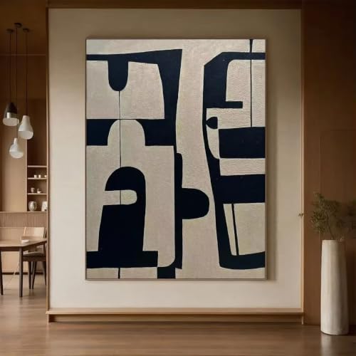 Art mural minimaliste haut de gamme | Toile beige et verte géométrique