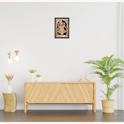 Image of Dharvika Innovations Shrinathji Photo with Frame Big Size /Shreenathji Photo with Frame Big Size - 2415 (11x14 Inch, Brown)