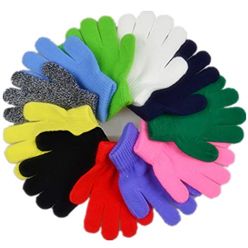 Aniwon 6 pares de luvas de malha infantis quentes elásticas unissex luvas de inverno luvas de dedo i