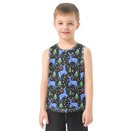 Reindeer Snow Black Boys Tank Tops Toddler Boys' Assorted Sleeveless Tank Tops for 3-15 Years,3T2